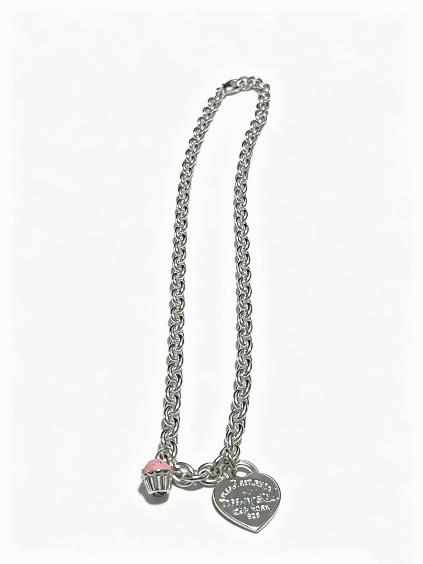 Tiffany & Co. Heart Tag Necklace with Cupcake Charm